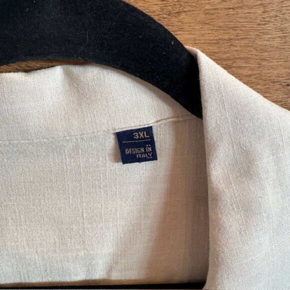 Men’s Beige Button-Down Camp Shirt 3XL Designed in Italy Lightweight Casual Top - Picture 4 of 9